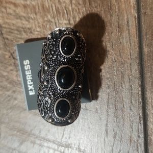 Express Size 7 Metal With 3 Stones Ring